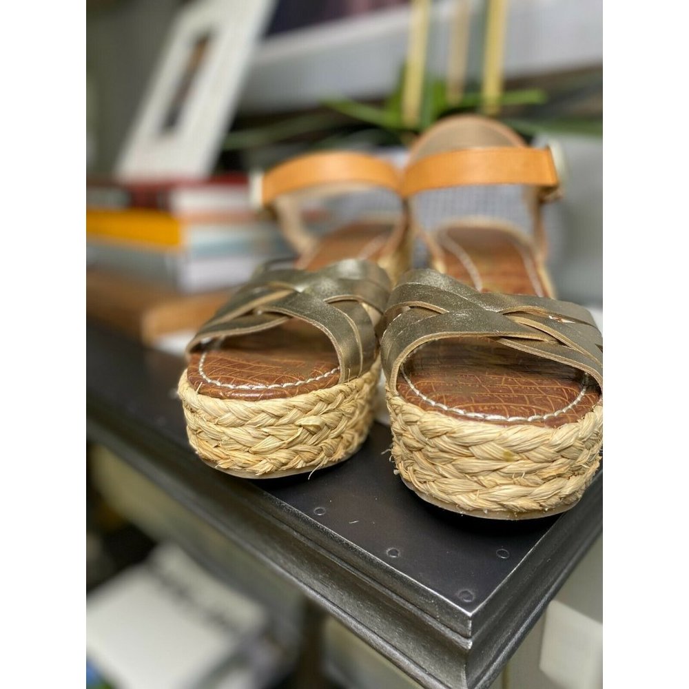 Sam Edelman Darline Gold Espadrille Platform Wedge - Picture 6 of 9